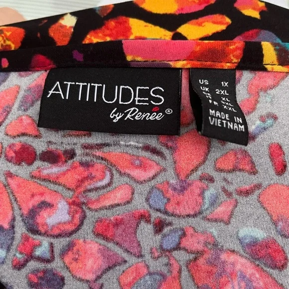 Multicolored tunic top, Attitudes, size 2X, 3/4 length sleeve - Picture 3 of 5